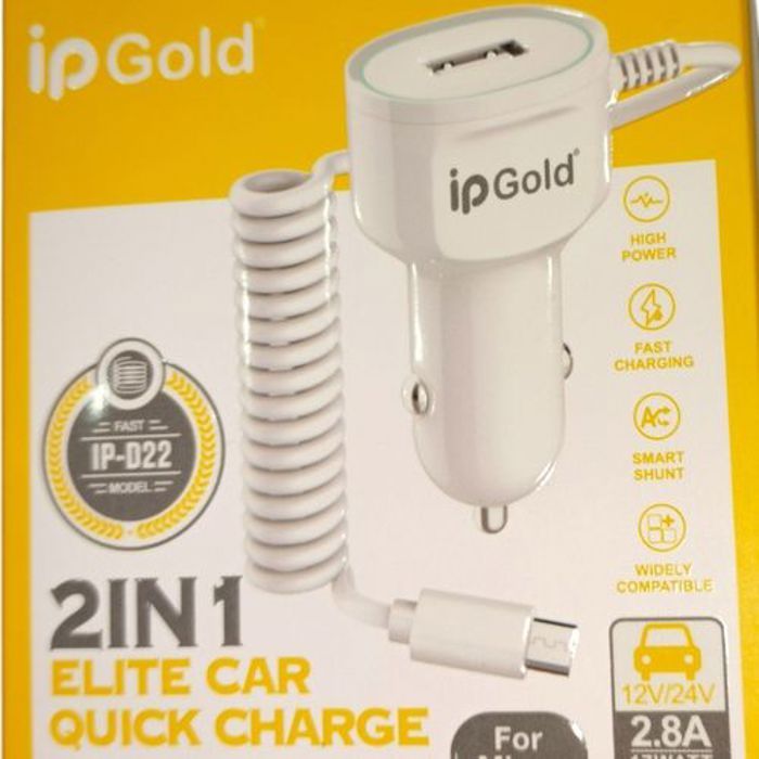 Chargeur de Voiture - Ip Gold - IP-D22 - 12V/24V - Charge Rapide - Sécurité Multi-protection