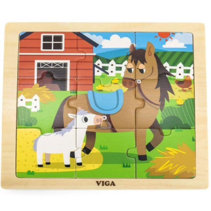 Viga - Puzzle 9 pièces Cheval et son petit