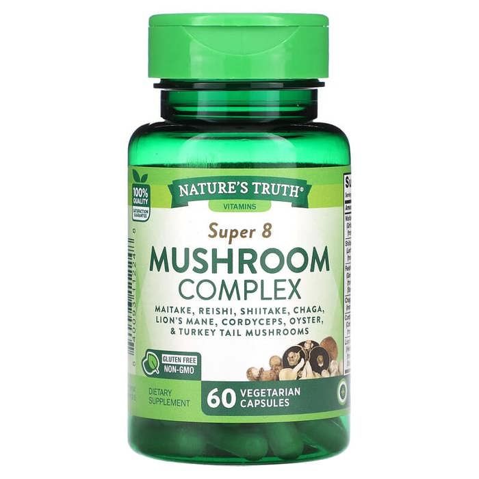 Complexe de champignons Super 8, 60 capsules végétariennes