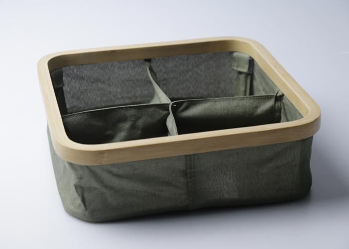 Panier de Rangement Pliable Vert à 4 Compartiments