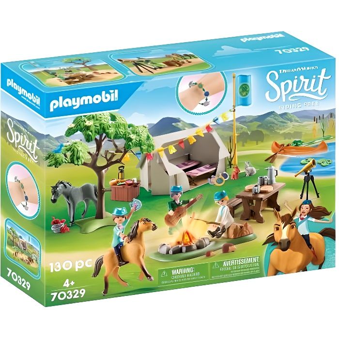 PLAYMOBIL - 70329 - Spirit - Camp de vacances - Tente, chevaux et accessoires pour enfants de 4 ans et plus