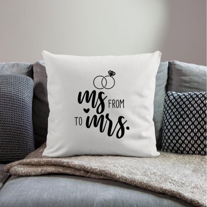Housse de coussin - De Mr à Mme - 35x35 cm - Tissu satin - Lavable en machine - Design contemporain