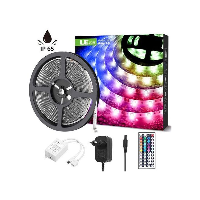 Ruban LED WiFi 5m 5050 RGB 600 LEDs 16 Millions de Couleurs Étanche IP65 Bande LED Intelligent 12V 8A avec Télécommande
