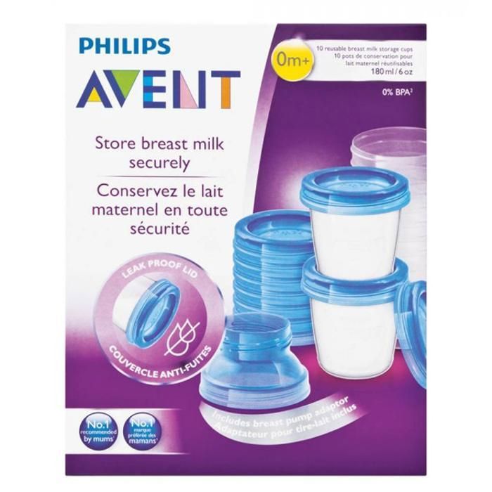 Avent - SCF618-10 - Pots de conservation pour lait maternel X10 180ml