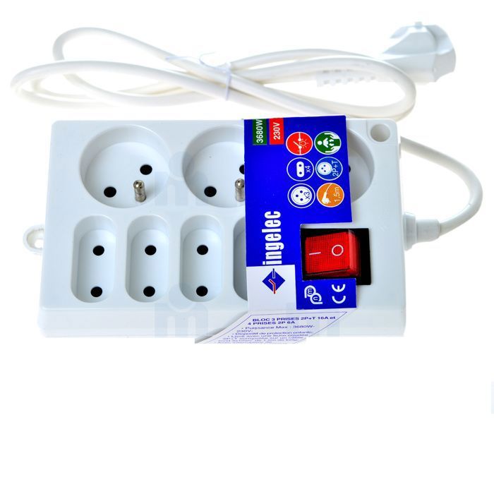 Rallonges multiprises 3 Prises 2P+Terre 16A / 4 Prises 2P+Terre 6A - INGELEC