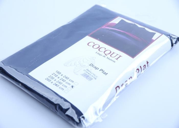 Drap plat - COCQUI - 210x240 cm - Polycotton - Bleu marine - Lavable