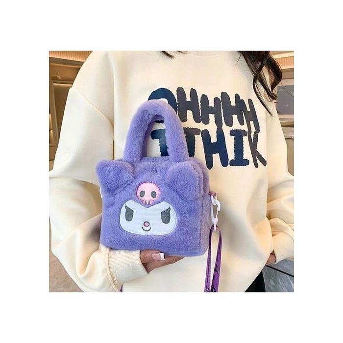 Sac en peluche Sanrio Kawaii Kuromi Cinnamoroll Melody Cartoon Anime Sac à main Bandoulière, Cadeaux