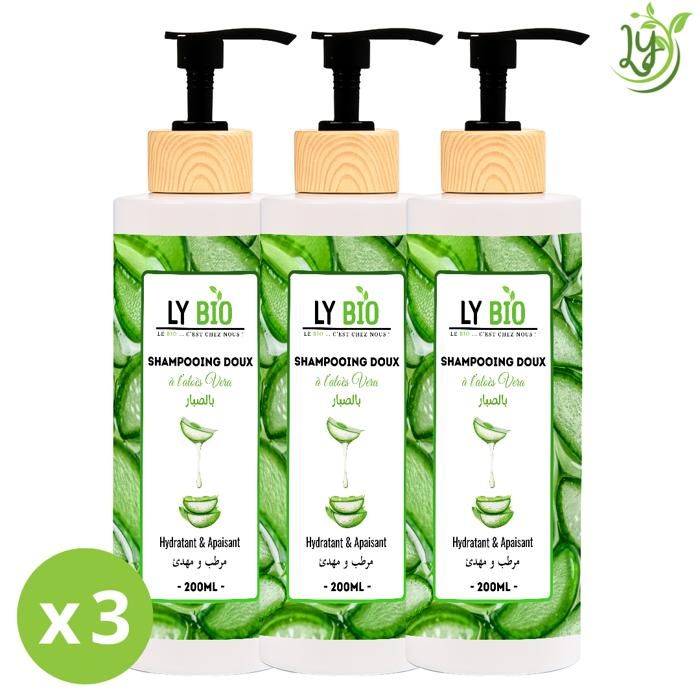 LYBIO PACK SHAMPOOING ALOE VERA 200ML - HYDRATANT & APAISANT LOT DE 3 bouteilles
