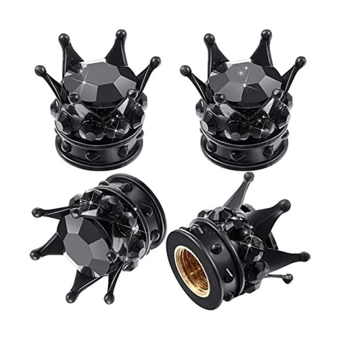 Bouchons de valve - GENERIC - Diamant couronne - Noir - Universel - 4 pièces
