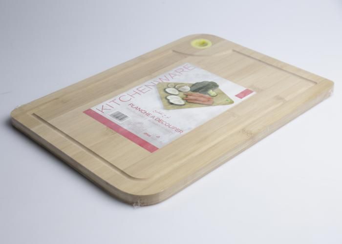 Planche à découper - Bambou - 39 cm - Anneau en silicone - Résistante - Design élégant