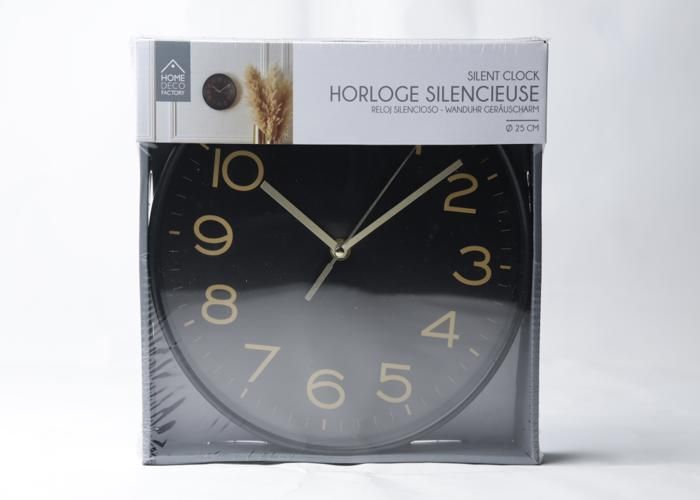HORLOGE SILENCIEUSE STUDIO BLACK GOLD D25CM M8