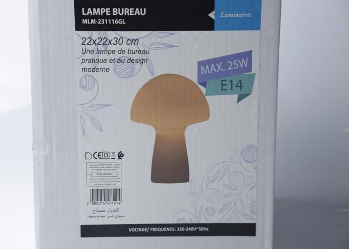 Lampe de Table en Verre Opale 22x22x30 cm E14 220-240V