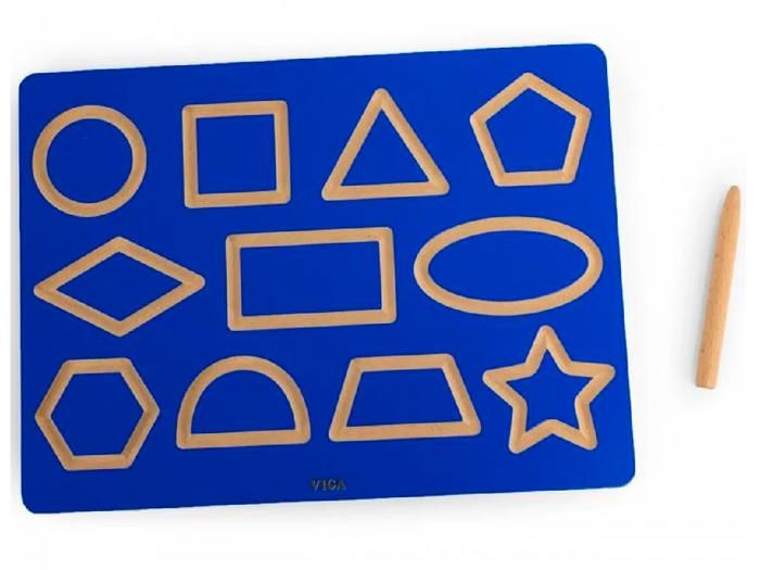 Jouet éducatif - VIGA - Shapes - Planche à dessin - Crayon en bois - À partir de 3 ans