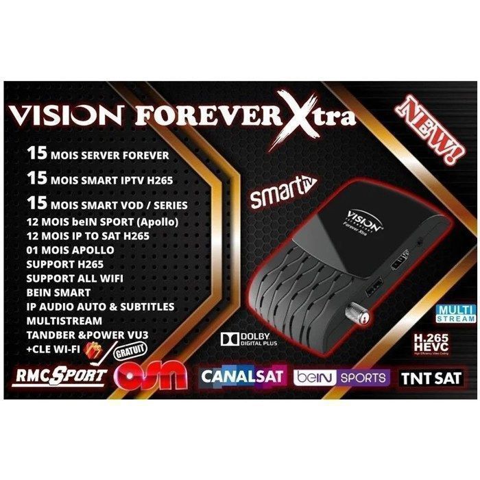 Récepteur Numérique - Vision Forever - XTRA II - Smart IPTV 15 Mois - Full HD - Support H265
