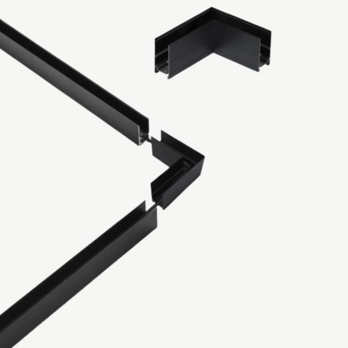 Connexion Angle 90 Rail Magnétique Aluminium APPARENT – Noir