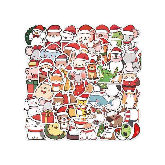 50pcs Christmas Animals Santa Gift Stickers