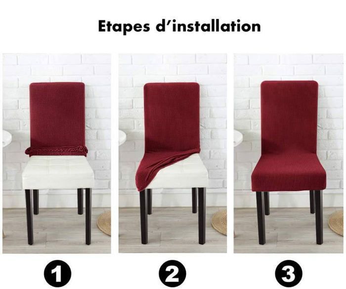 2 x Housse de Chaise Extensible à Tissu Jacquard - Rouge Bordeaux