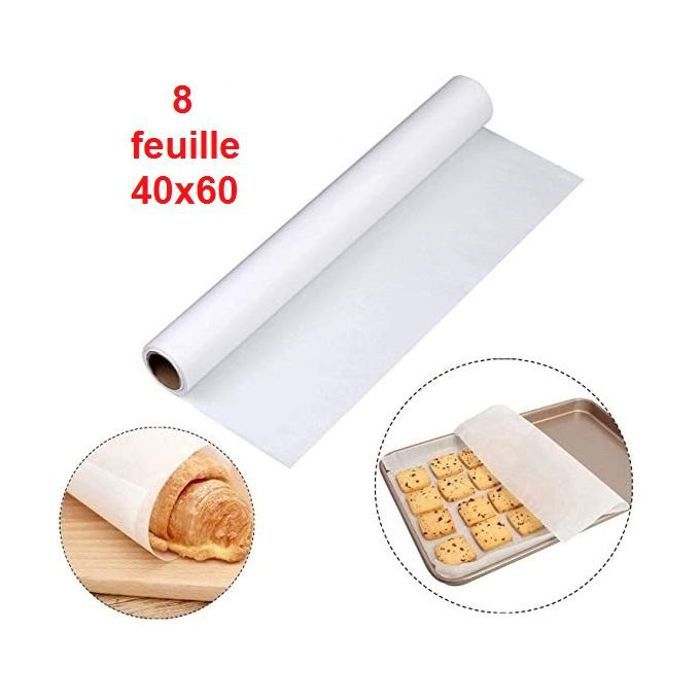 Papier Cuisson Réutilisable - Lot de 8 Feuilles 40x60 cm, Antiadhérent