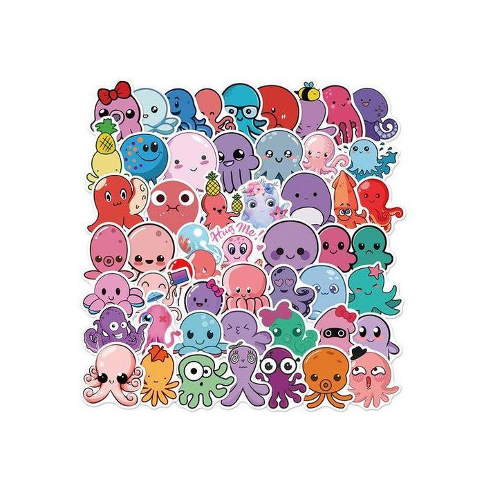 Stickers - Octopus 2 - Animaux Marins - 50pcs - Multicolore - Décoration Murale