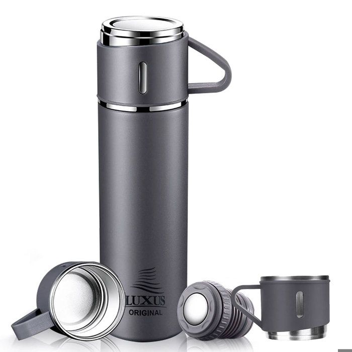Thermos 3 tasses chaud et froid 500 ml - LUXUS bouteille Grise