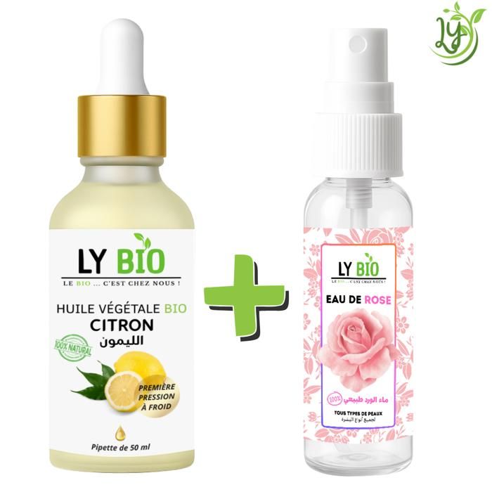 LYBIO PACK HUILE CITRON 50ML - PIPETTE + EAU DE ROSE 100ML