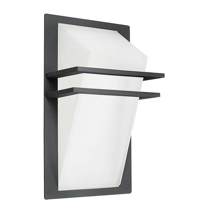 Applique penché anthracite 'PARK' - Eglo - 83433 - Fonte d'aluminium - Verre satiné - Blanc