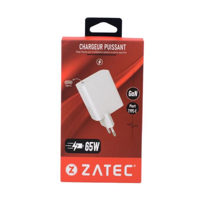 CHARGEUR PD GAN 65W AVEC PORT TYPE-C Z-M65W ZATEC