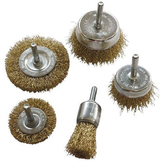 5 Brosses métalliques Ronde - circulaire avec arbre