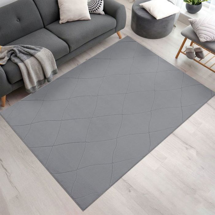Tapis Antidérapant Gris Kumla - 200x290cm - Lavable en Machine