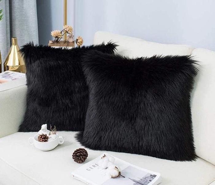 Housse de coussin - Non spécifié - Lot de 2 - Fourrure artificielle - 45x45 cm - Couleur variée