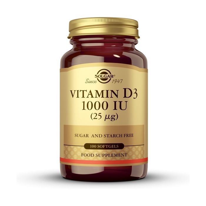SOLGAR - Vitamine D3 1000 UI 100 perles de 25μg