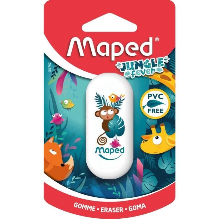 Gomme plastique - MAPED - JUNGLE fever - Motif Aléatoire - Dimensions: 27x57x11 mm - Mixte