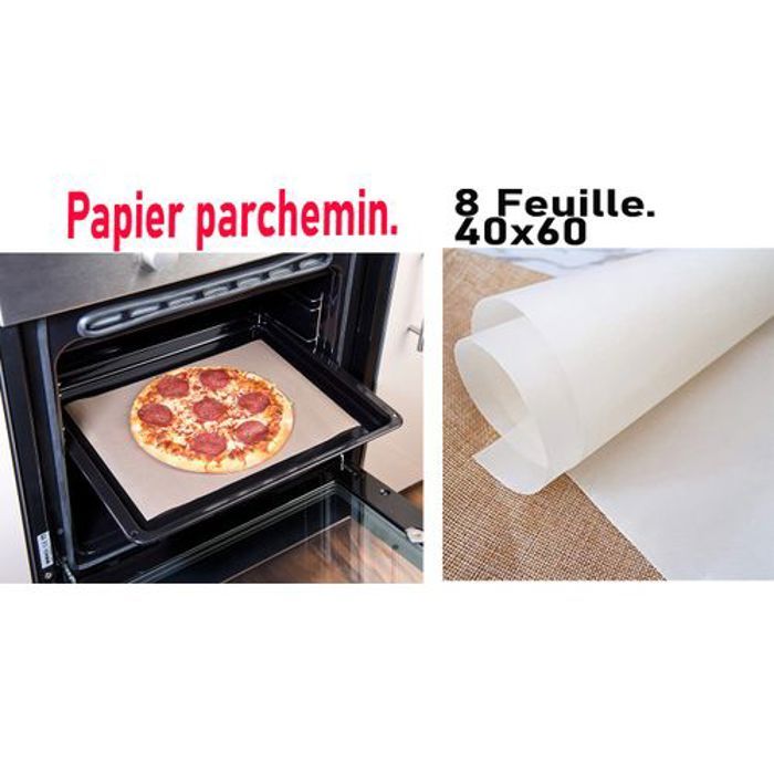 8 Feuille, Papier parchemin Non Blanchi Anti adhésif pour e Cuisson Cookie Papier Cire Idéal pour la Cuisson, Blanc, 40x60