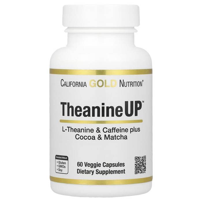 California Gold Nutrition, TheanineUP, Énergie ciblée, L-théanine et caféine, 60 capsules végétariennes
