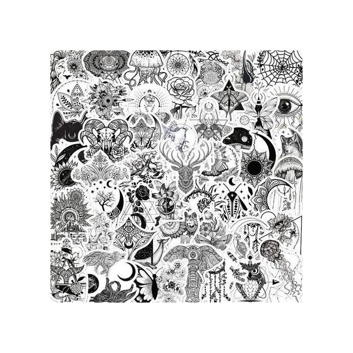 Stickers - Multicolore - 50pcs - Noir et Blanc - Décoration Murale - Contemporain