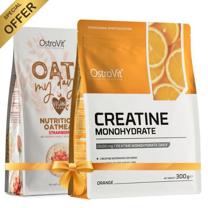 Pack Creatine Monohydrate 300 g Orange + Flocons d'Avoine 200 g aux Saveurs Délicieuses