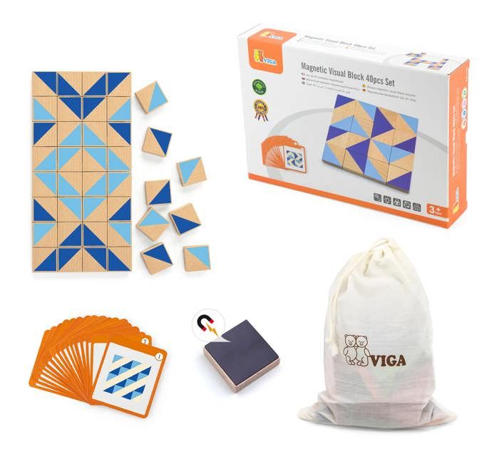 Puzzle en bois - Viga - Viga Mosaic - 40 pièces - Couleurs vives - Motricité fine