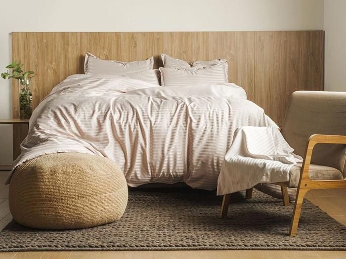 Couette - RICHBOND - King - 180cm - 350g - Crème rayée satinée