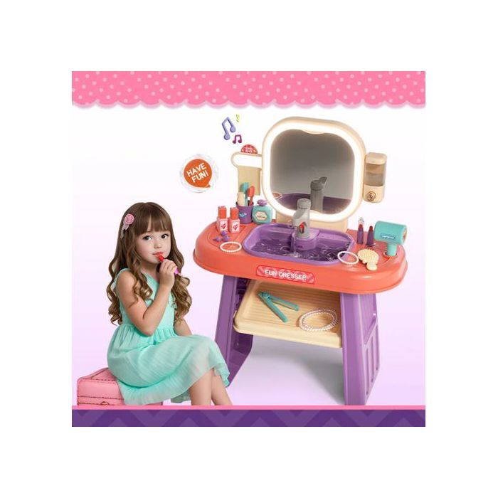 Ensemble de Maquillage 2 en 1 – Table de Jeu de Rôle pour Filles avec Peigne et Accessoires