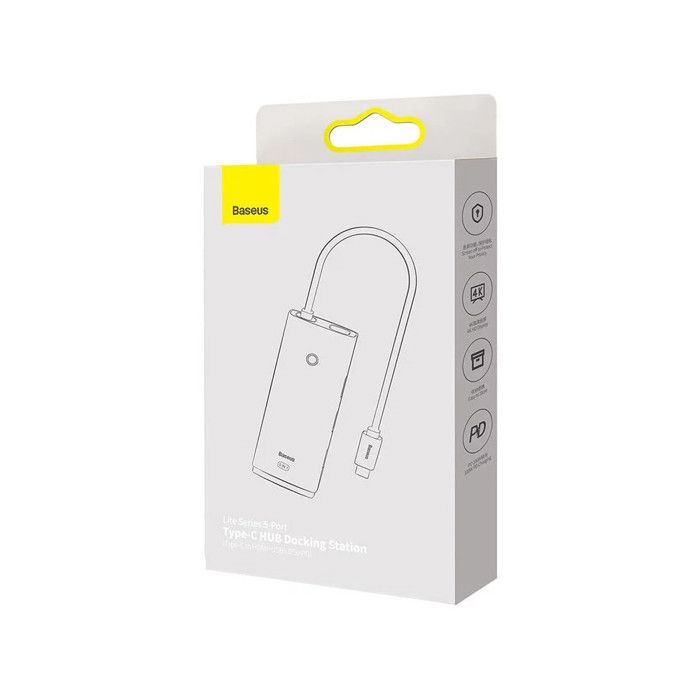 Adapteur 5 Ports TYPE-C TYPE-C vers HDMI+USB3.0*3+PD Blanc-WKQX040002
