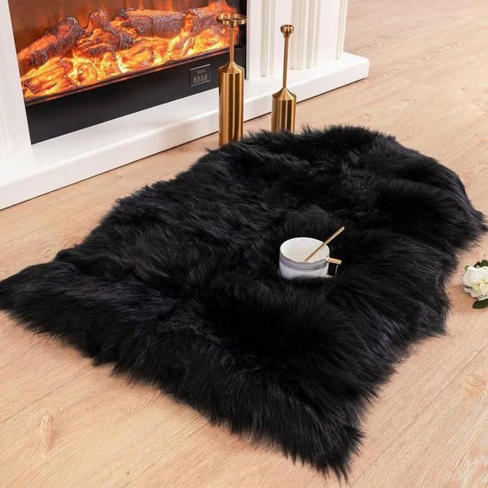 Tapis de sol - Moelleux - Noir - Antidérapant - 75x100 cm - Moderne
