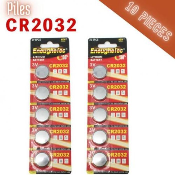 EnoughElec 10 x Piles CR2032 3V Batterie, Pile Bouton au Lithium 3 volts