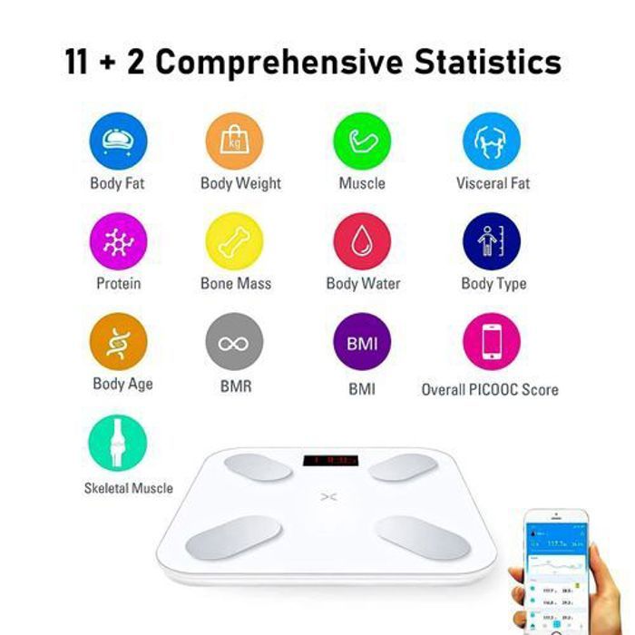 Balance connectée WIFI Avec Analyse de la Composition Corporelle (Poids, Masse Grasse/Musculaire)