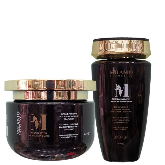 Milanio cosmetics shampoo 240 ml & mask 250 ml macadamia protein