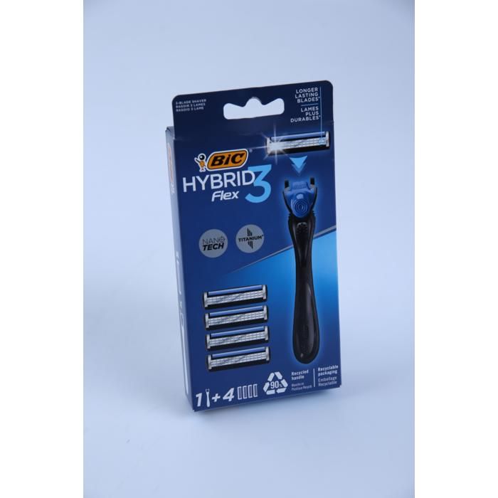 Rasoir Rechargeable - BIC - Hybrid - 3 Lames - Blister de 4 - Peaux Sensibles