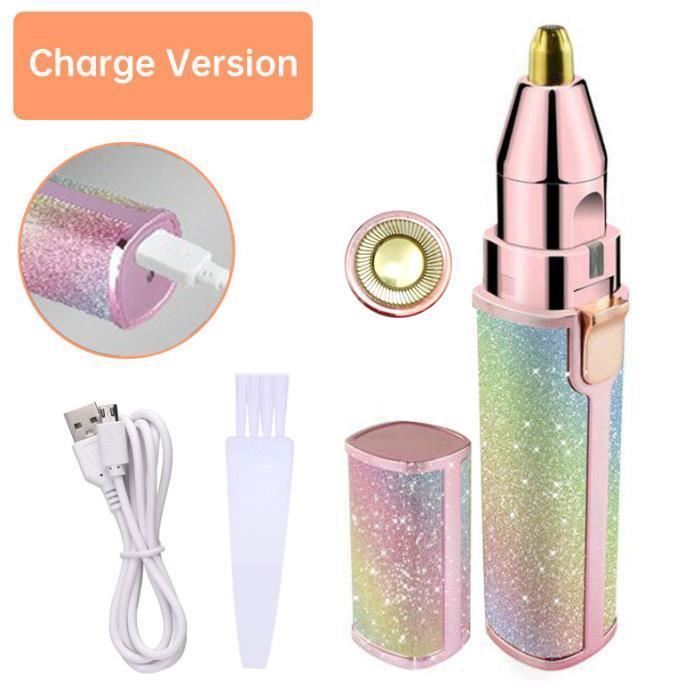 Tondeuse à sourcils,Rainbow-USB--Épilateur de Sourcils Électrique 2 en 1 pour Femme Mini Rasoir, Outil de Maquillage Facial Portable