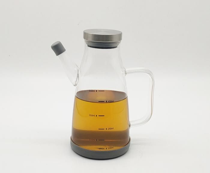 BOUTEILLE D’HUILE EN VERRE AVEC COUVERCLE ET BASE