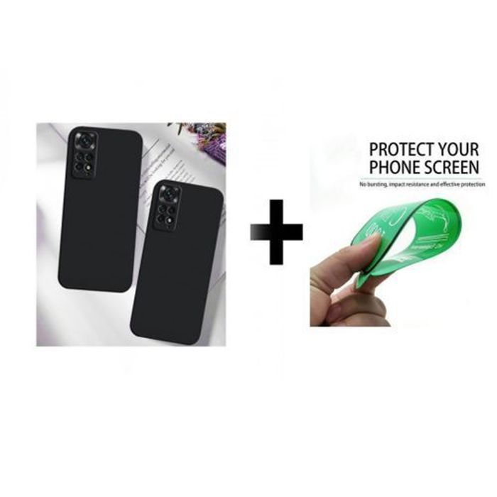 Case Pack : 2 Pochette Redmi Note 11S 4G Silicone Noir Et Noir + Protection Incassable