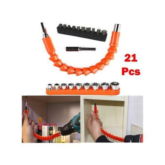 Tige Flexible avec Embouts d'extension pour Visseuse-Perceuse, 21 pièces