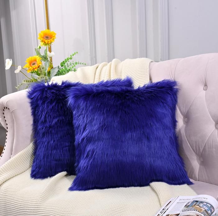 Housse de coussin - Décorative - Lot de 2 - Fourrure artificielle - 45x45 cm - Confortable